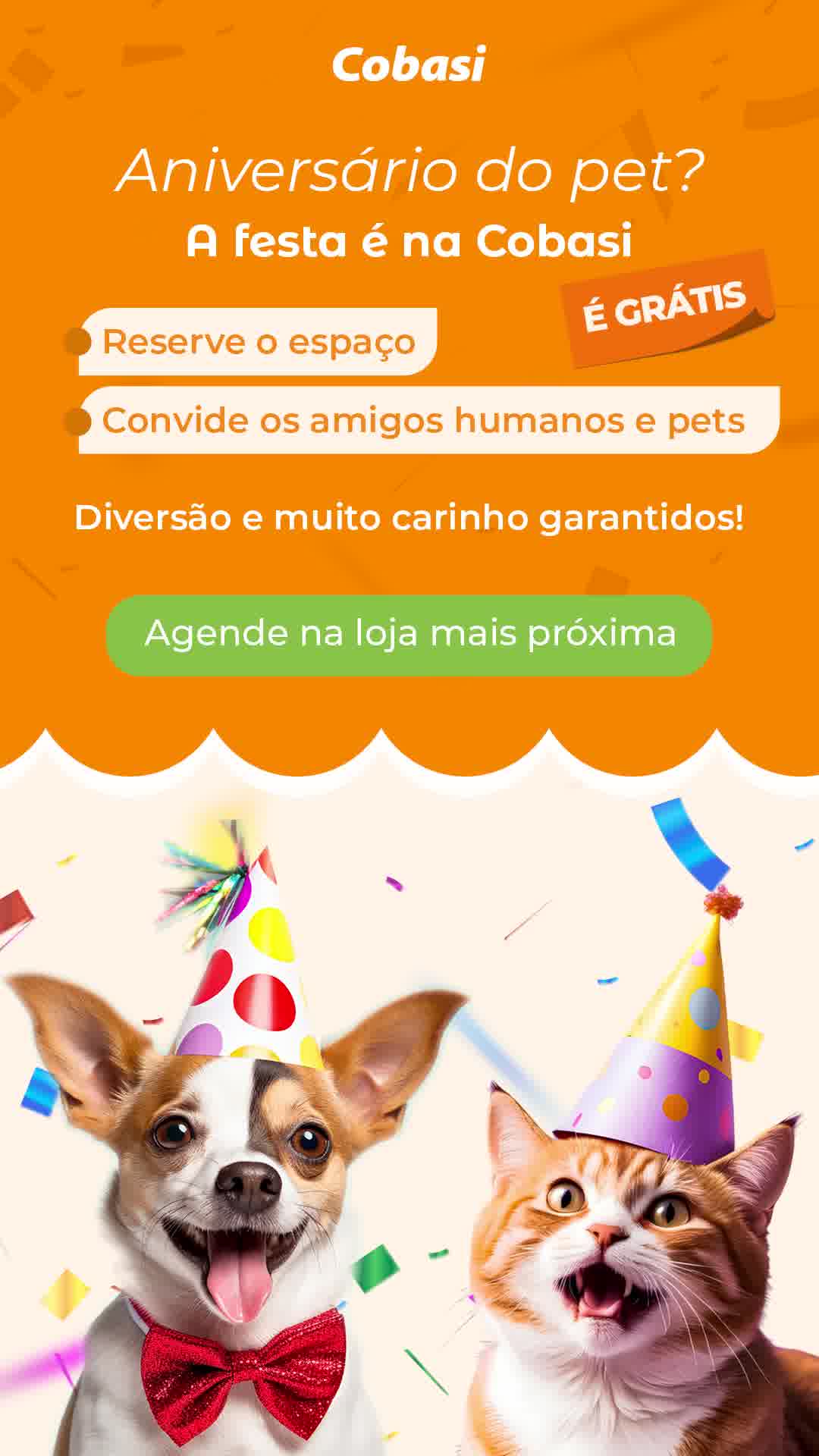 Cobasi - Essencial para a vida Facebook ad: Vem comemorar na Cobasi