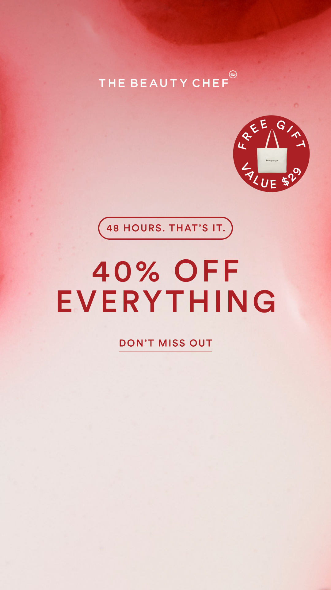 The Beauty Chef Facebook ad: 40% off flash sale. Ends Sunday.