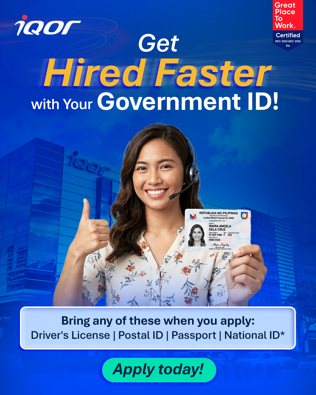 iQor Philippines Facebook ad: Bloom. Grow. Thrive. @ iQor Clark.
