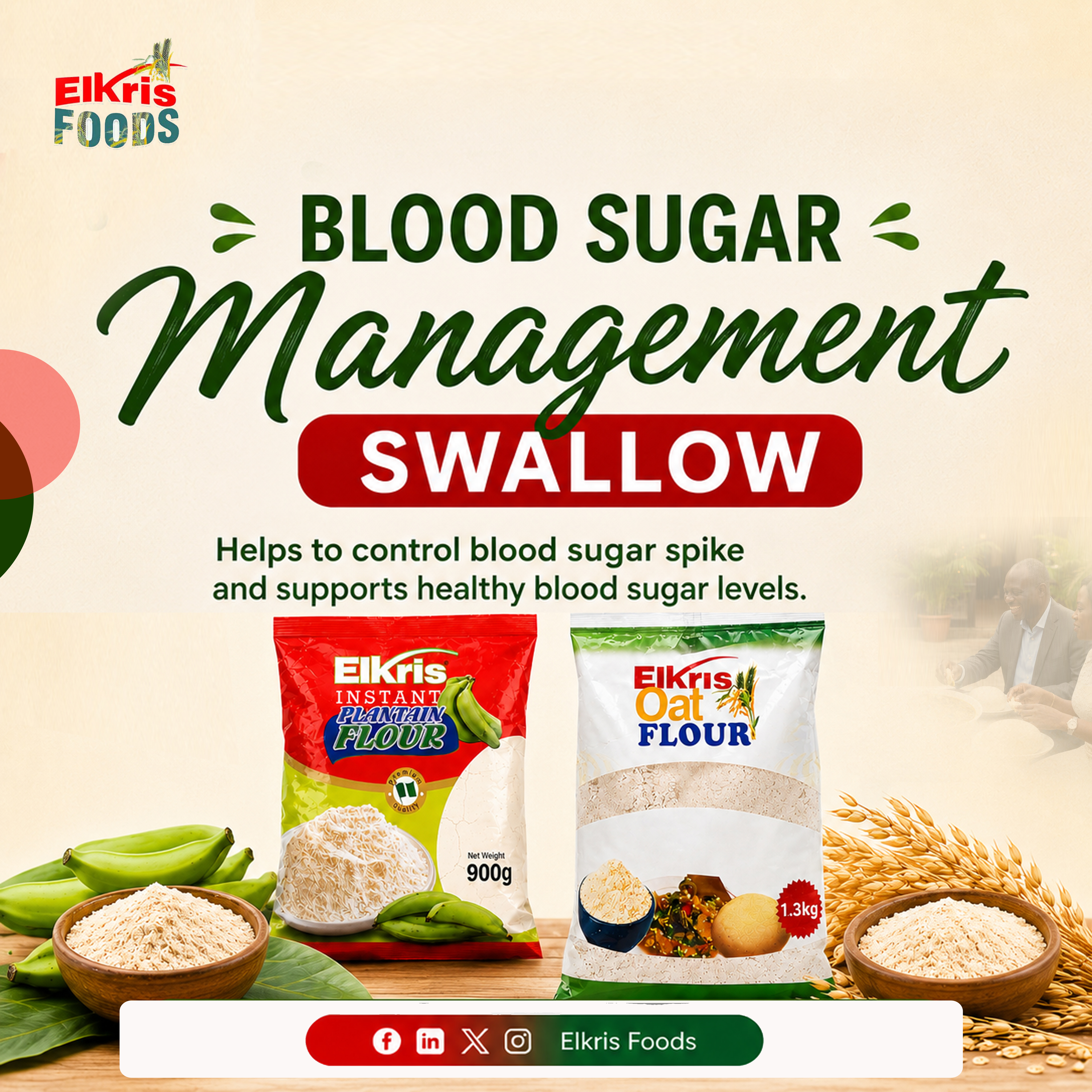 Elkris Foods Facebook ad: EXCESS BLOOD SUGAR CONTROL MEAL.