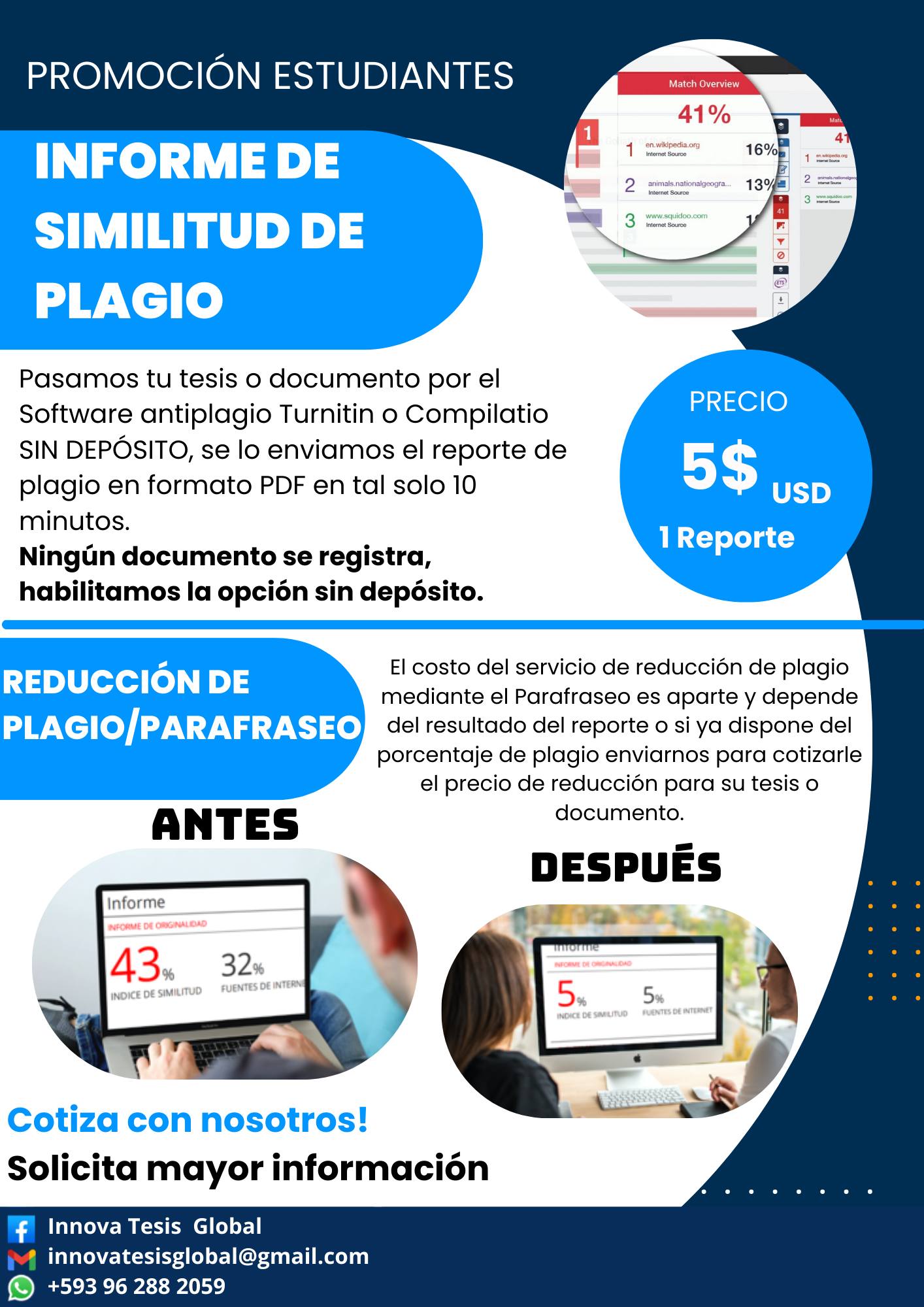 Innova Tesis Global Facebook ad: ¿Necesitas revisar el plagio + la inteligencia artificial…