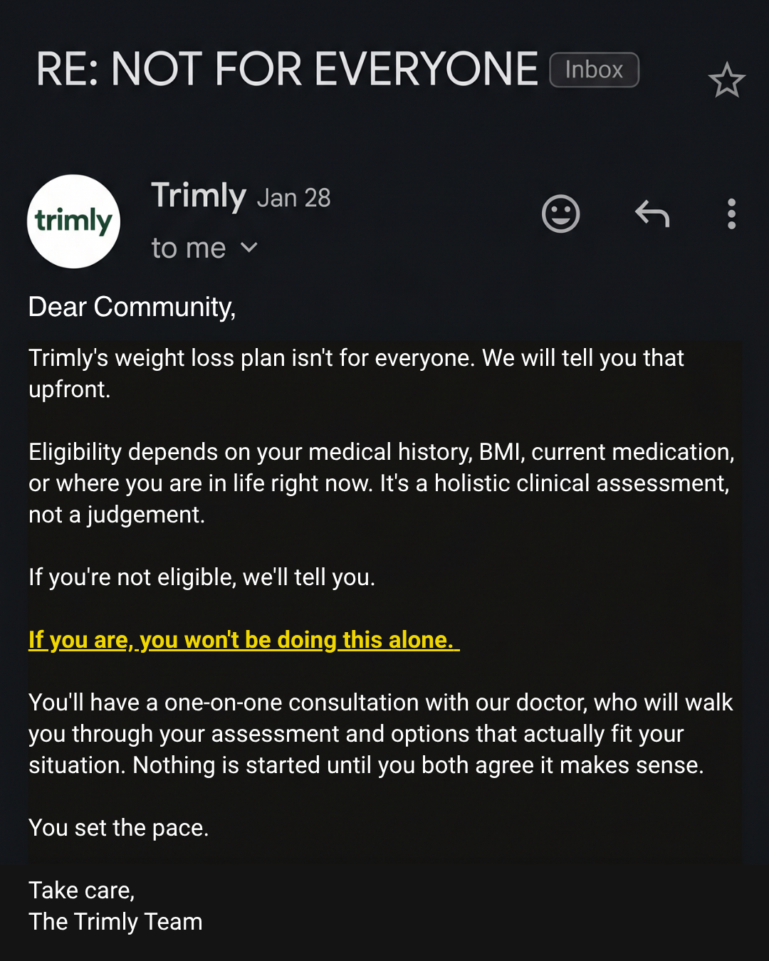 Trimly Facebook ad