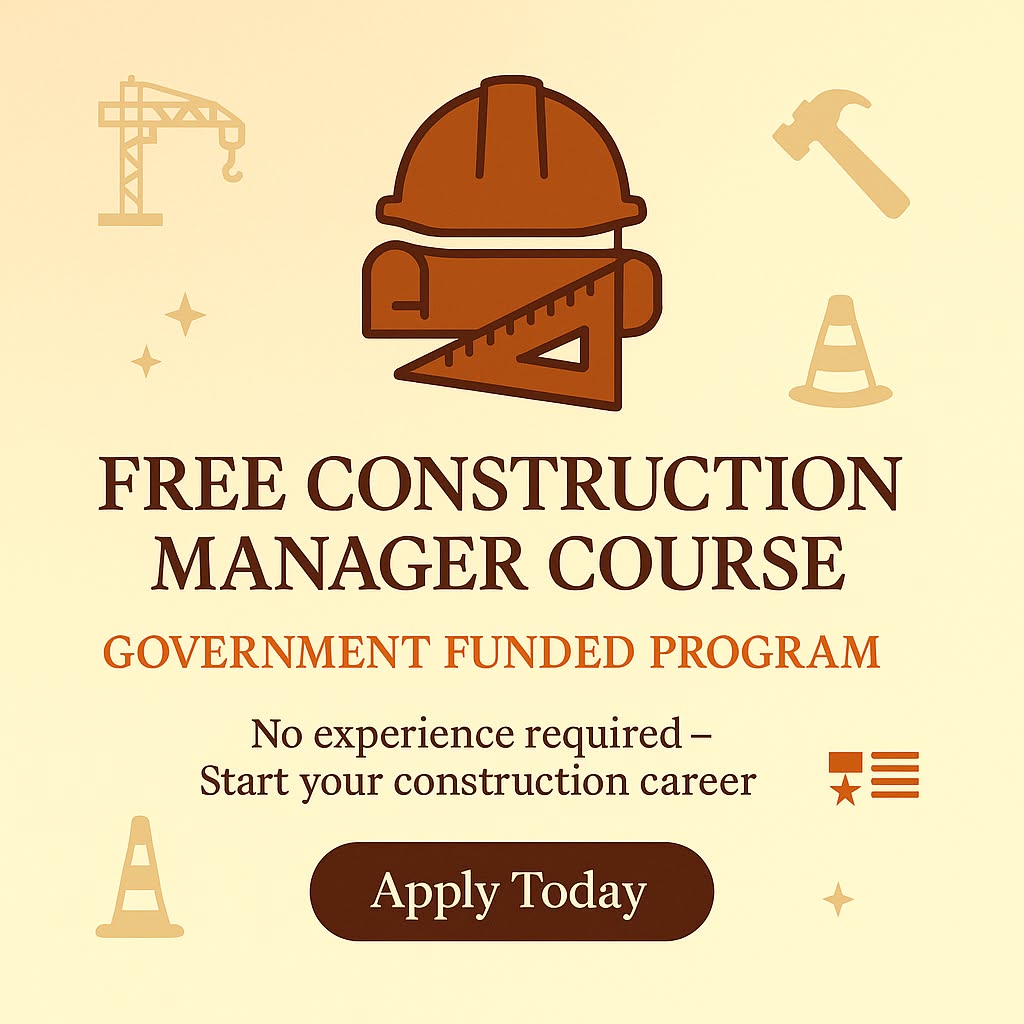 Bright Tomorrow Facebook ad: Free Construction Management Certificate