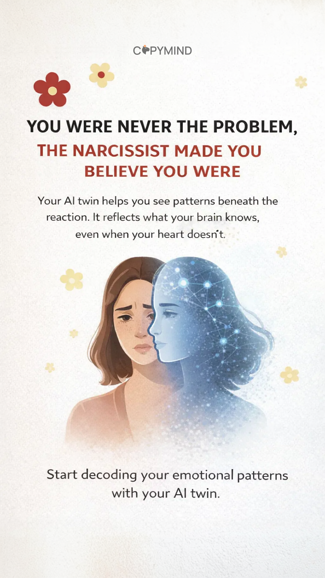 Copymind: AI twin for therapy Facebook ad