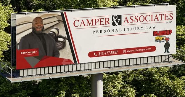 Call Camper Facebook ad: Award Winning Litigation Attorney.