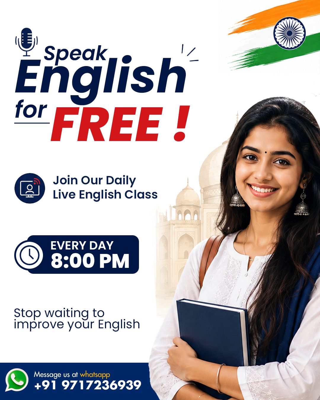 English मे बोलिए Facebook ad: English बोलना सीखें, बिल्कुल FREE!
