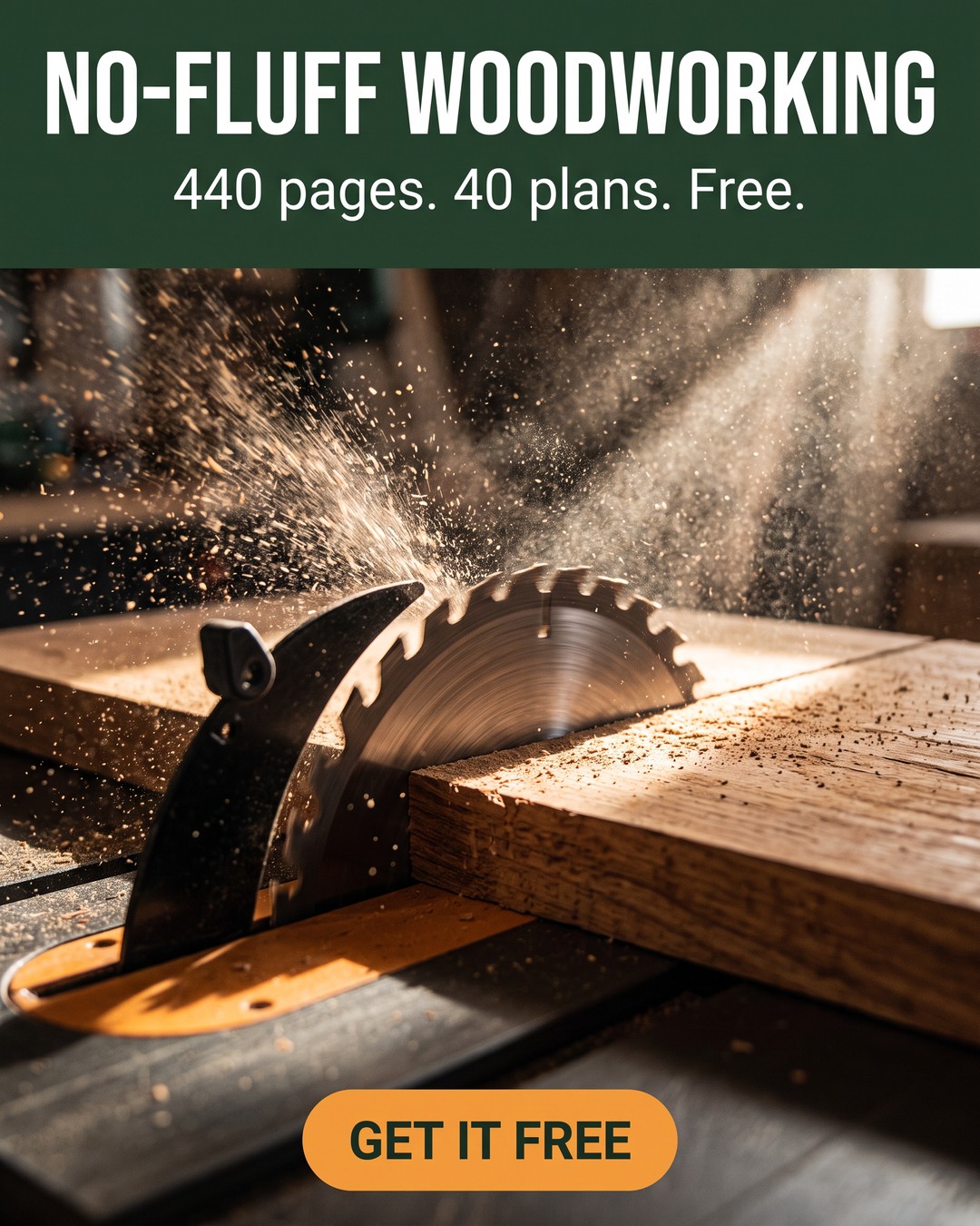 Woodworker Chuck Facebook ad: No-Fluff Woodworking Plans