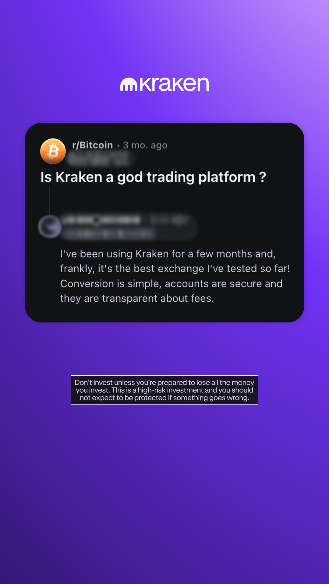 Kraken UK Facebook ad