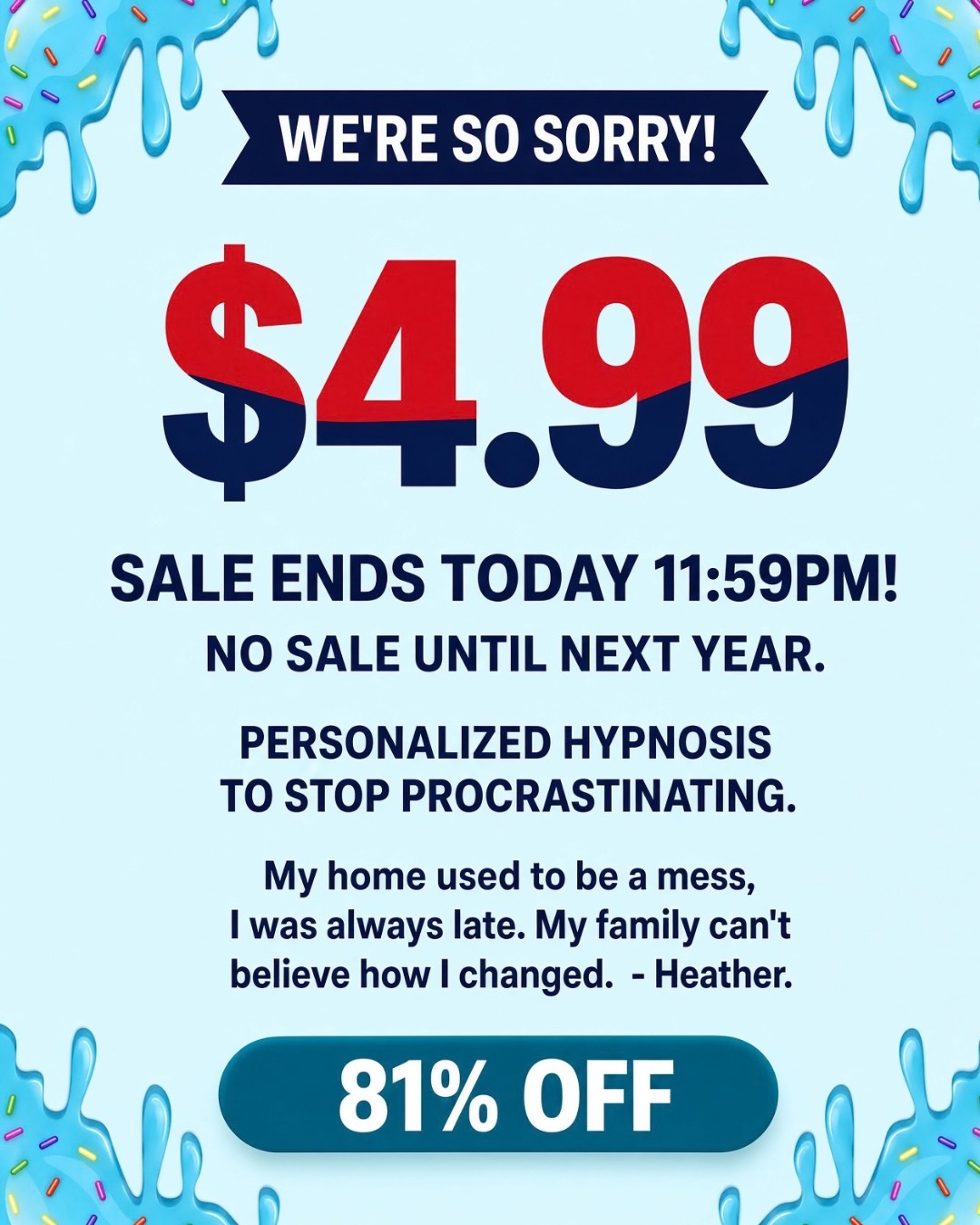 Hypnozio: power of hypnotherapy Facebook ad: Join Hypnotherapy Course To Beat Procrastination