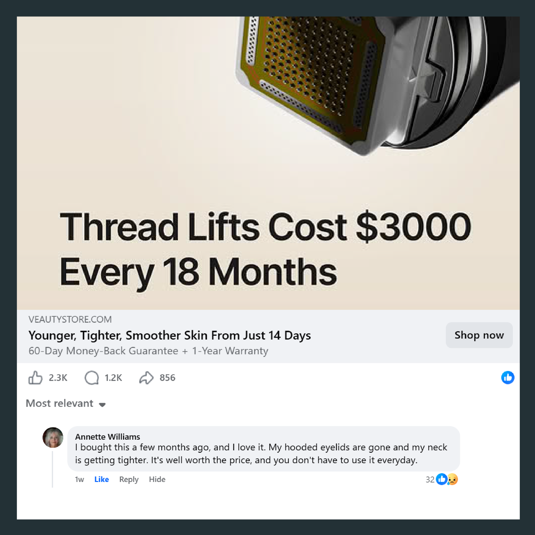 Veauty Facebook ad