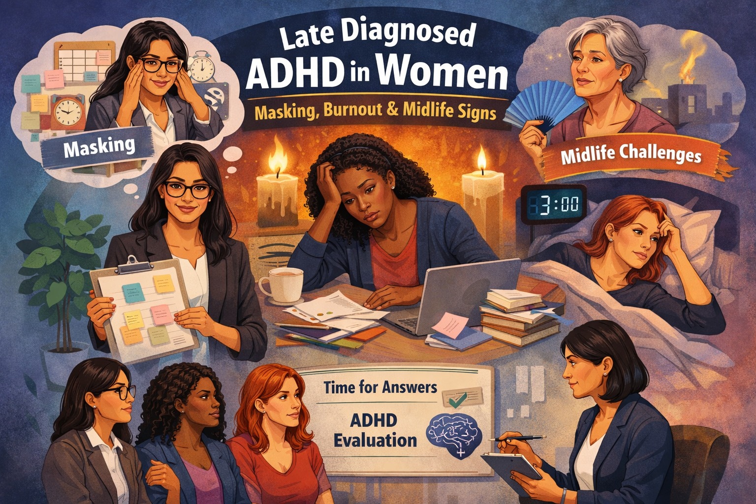 ScienceWorks Behavioral Healthcare, PLLC Facebook ad: Late Diagnosed ADHD in Women: Why It Was Missed for Decades