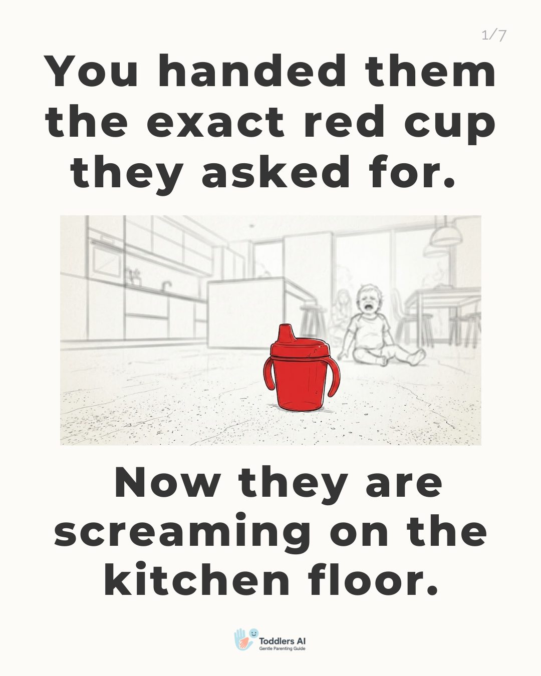 toddlers.ai Facebook ad: She asked for the red cup.