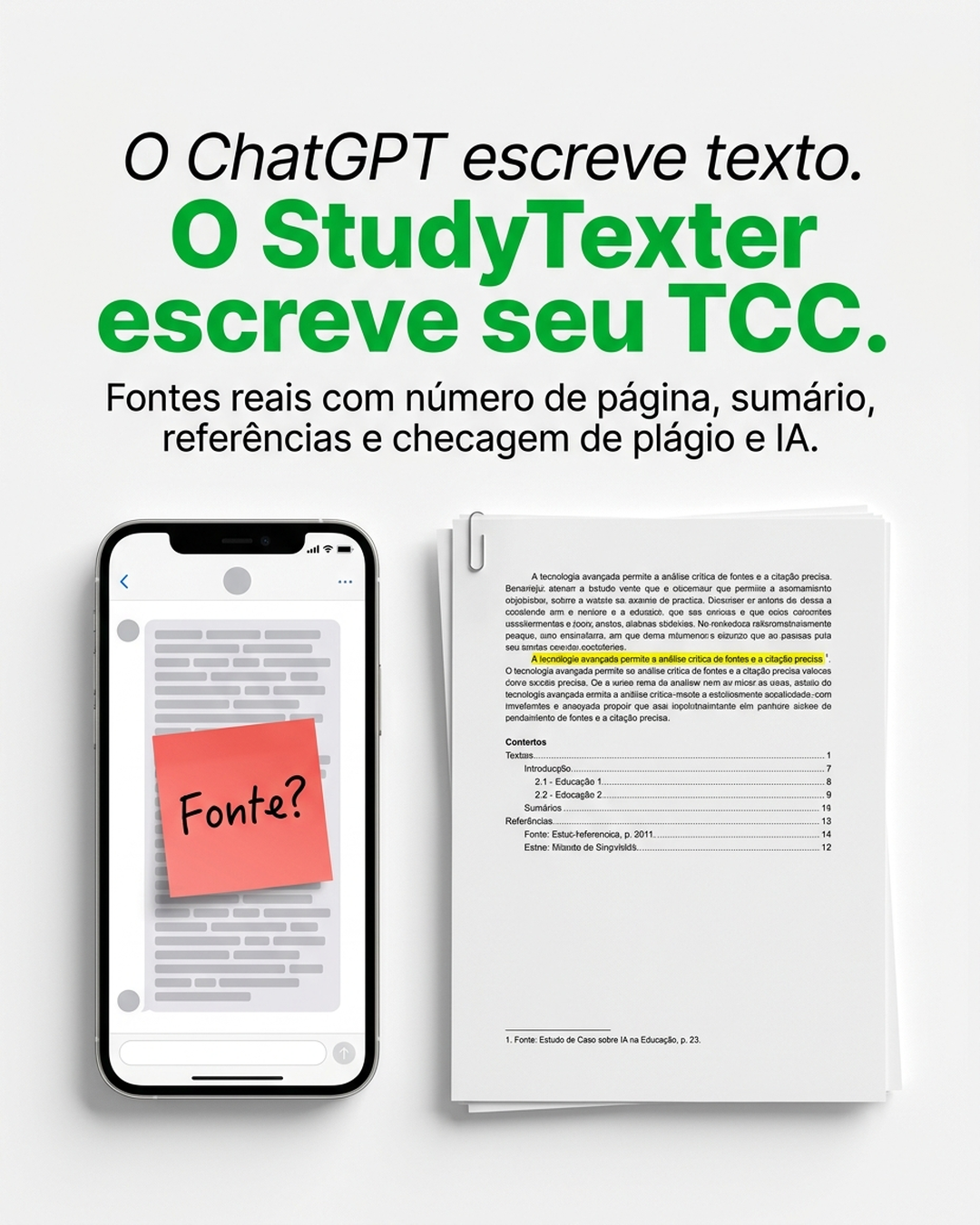 StudyTexter.com Facebook ad: Mais que um chatbot: seu TCC