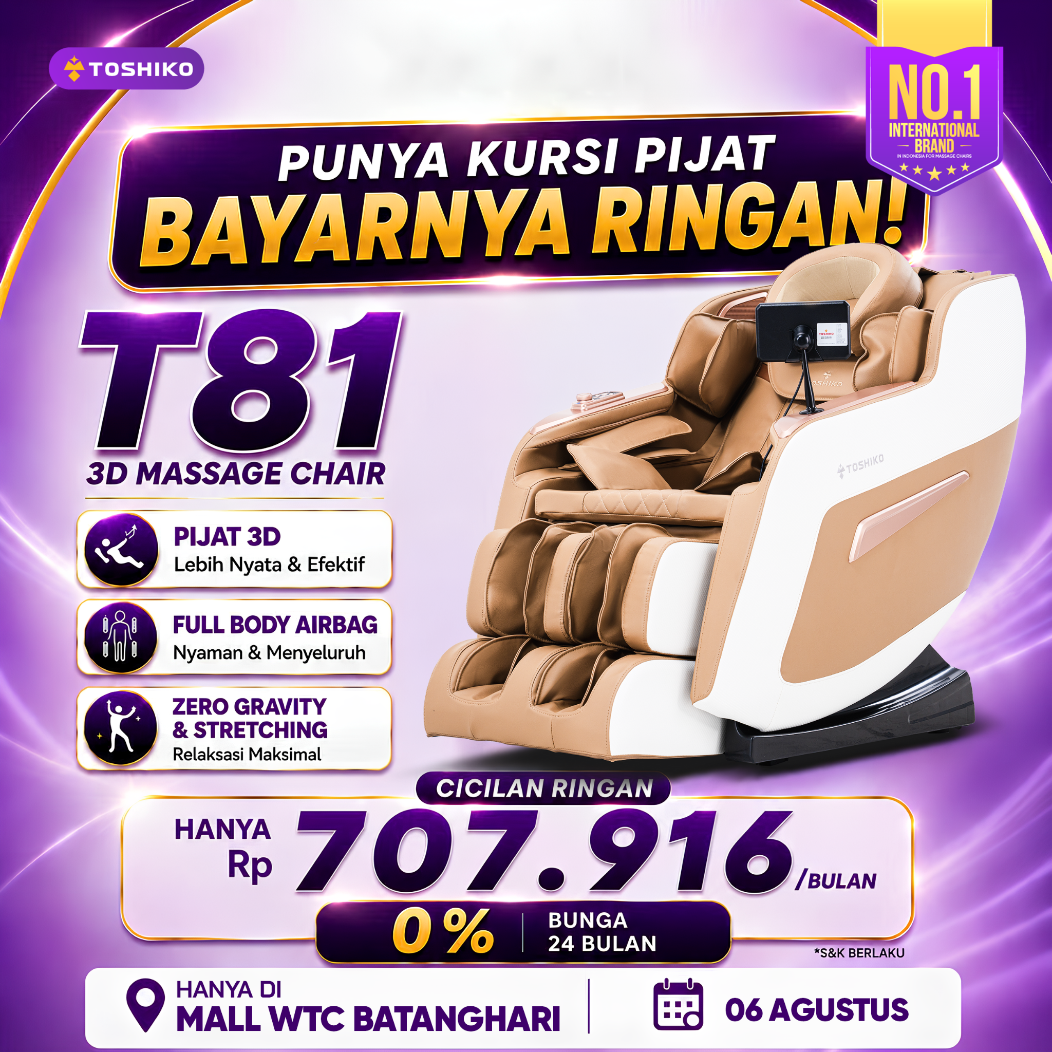 Kursi Pijat Mewah Toshiko Di Mall WTC Batanghari Facebook ad: Dapatkan Promo