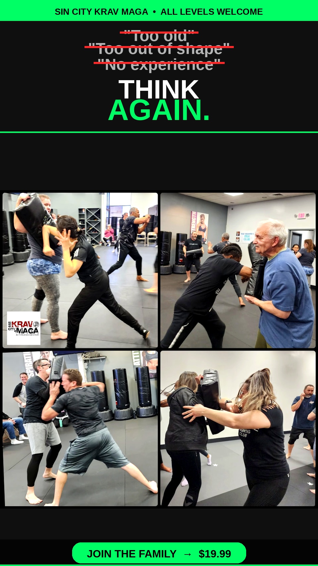 Sin City Krav Maga & Fitness Facebook ad from Apr 14, 2026