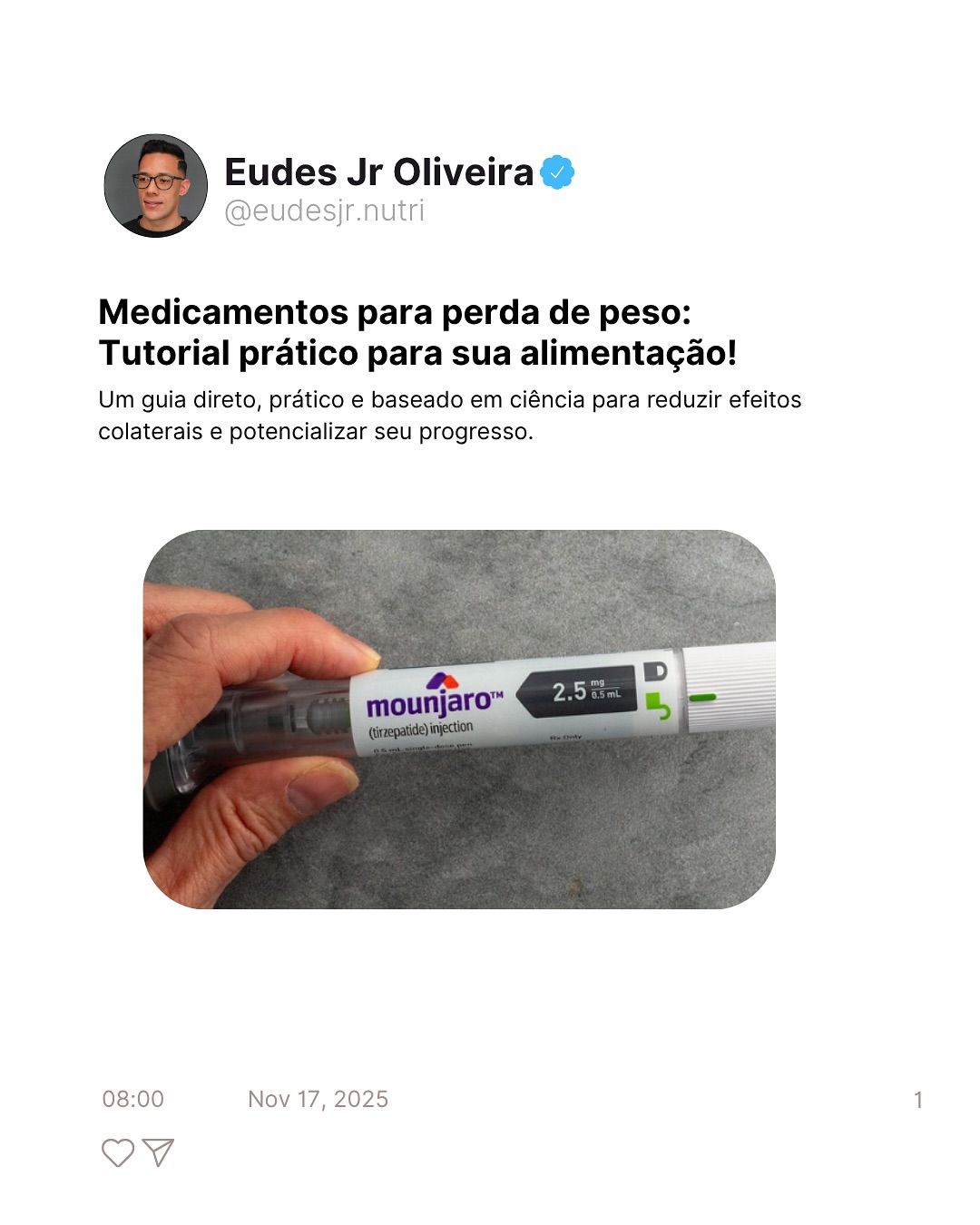 Eudes Oliveira Nutricionista Facebook ad: Se você usa Ozempic, Mounjaro ou qualquer análogo…