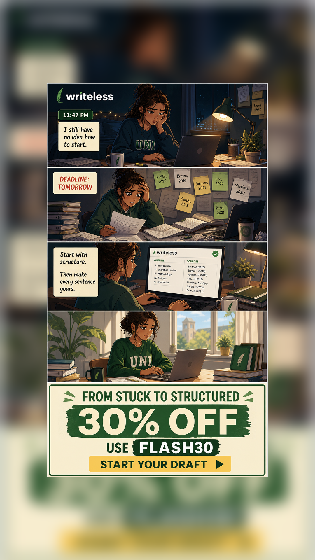 Writeless AI Facebook ad