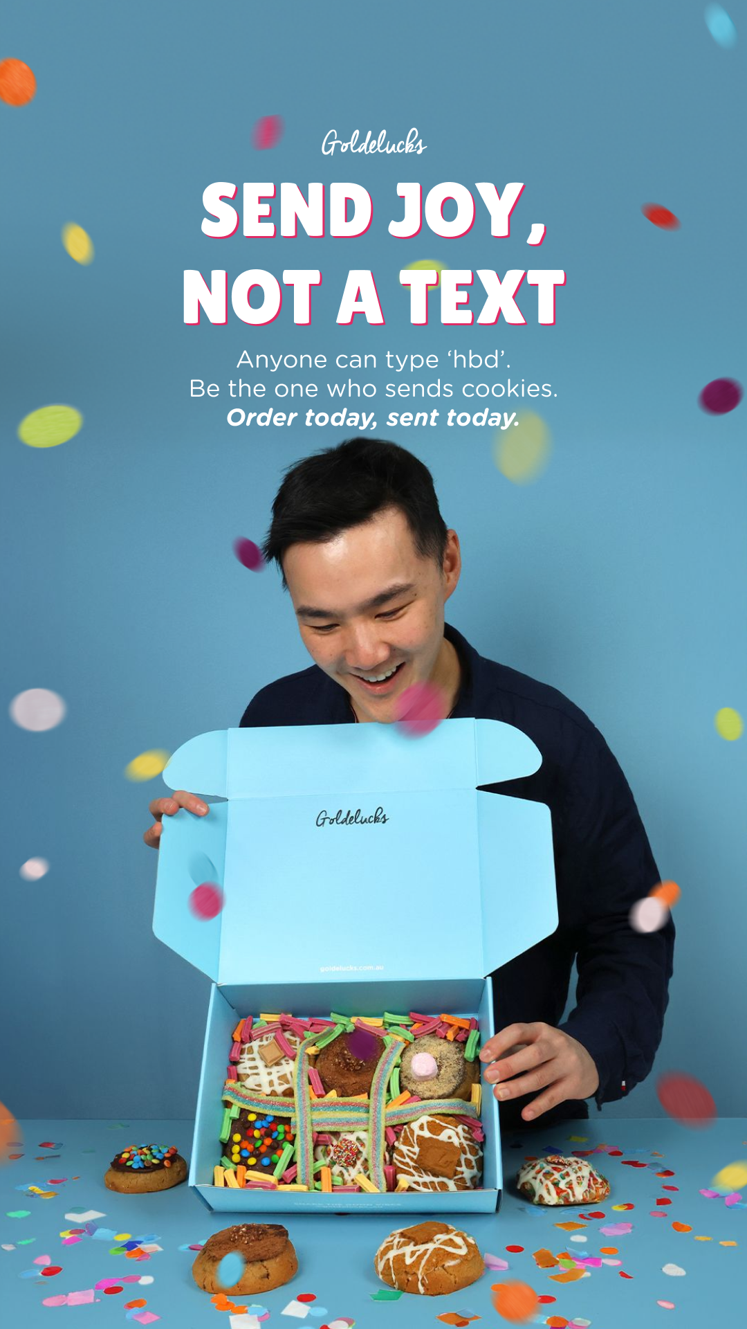 Goldelucks Facebook ad: Send Joy, Not A Text