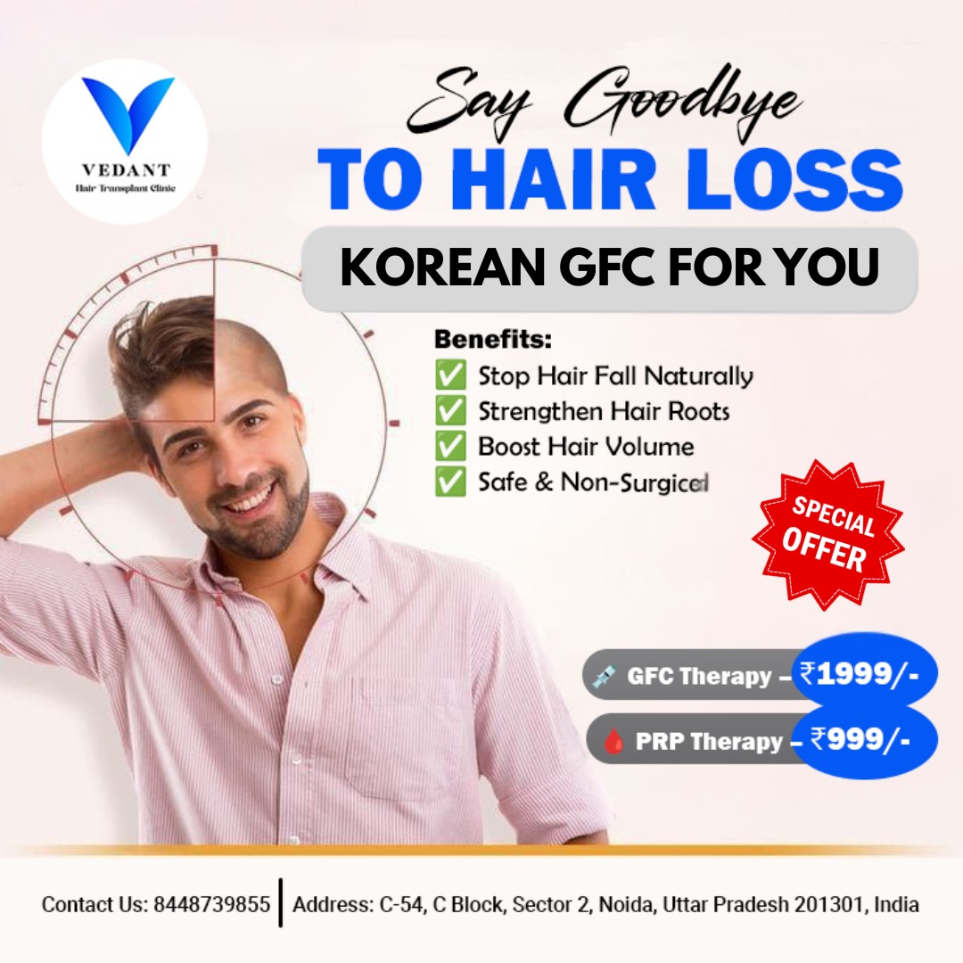 Vedanthairtransplantclinic Facebook ad: PRP ₹999 | Korean GFC ₹1999