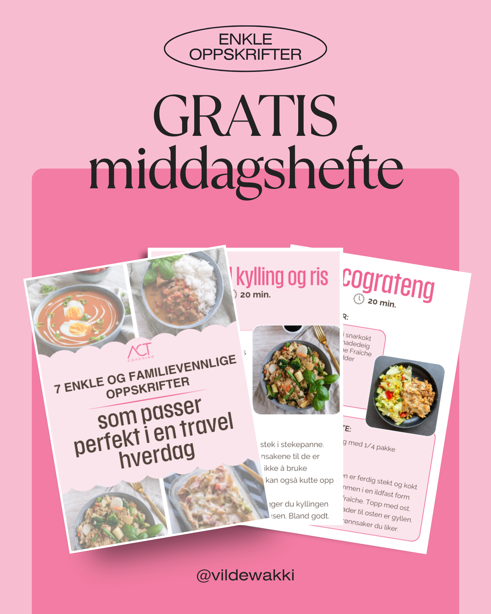 Online Coach Vilde Waksvik Facebook ad: 7 enkle middager - helt gratis!