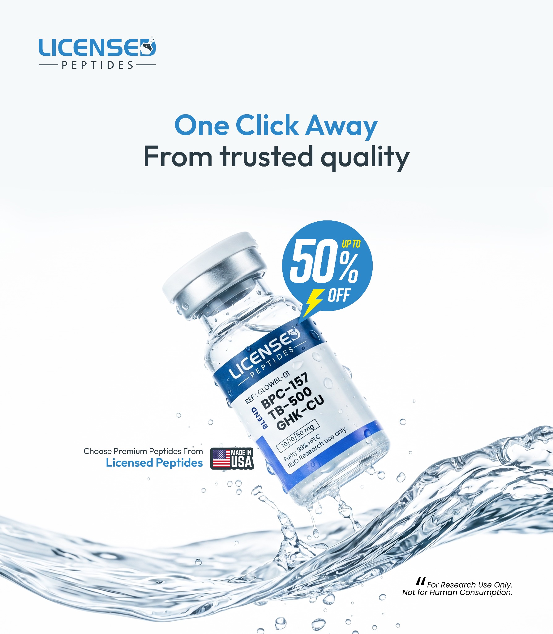 Licensed Peptides.com Facebook ad: Reliable Research Peptides On Sale