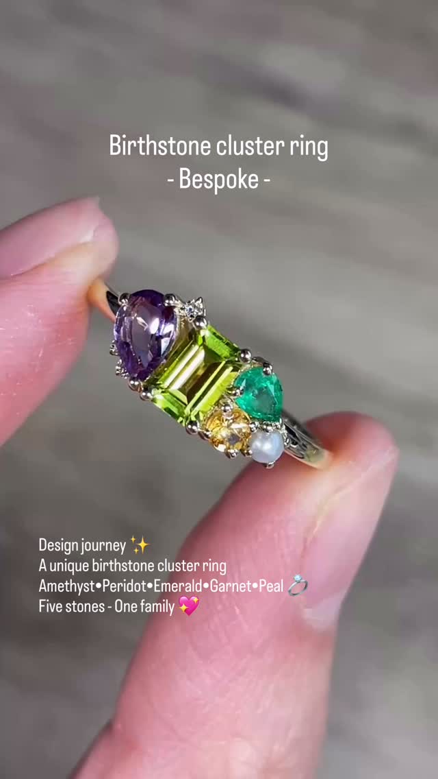 James and Irisa Jewellery Facebook ad: Five birthstones. Five stories.