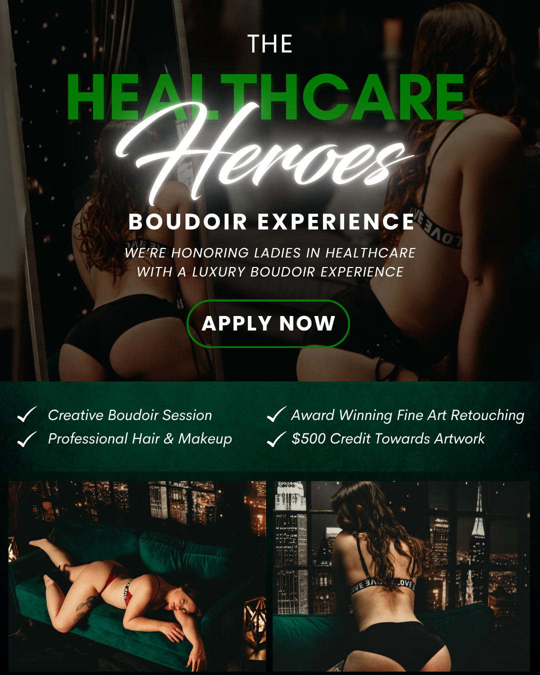 Boudibyerin Facebook ad: WANTED! 9 healthcare heroes a Luxury Boudoir Experience…