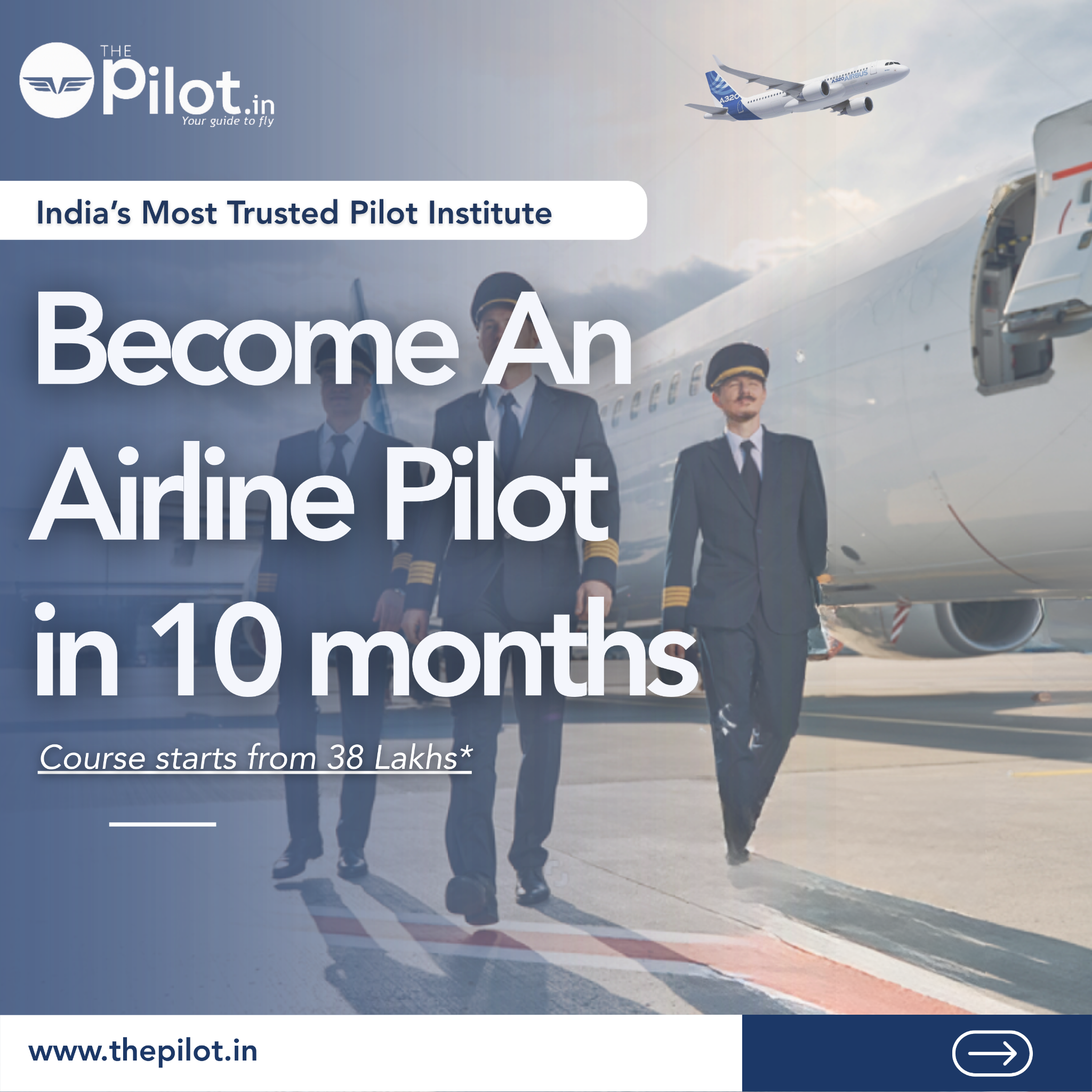 ThePilot.in Facebook ad: Start your Pilot training in USA, CANADA, NZ…