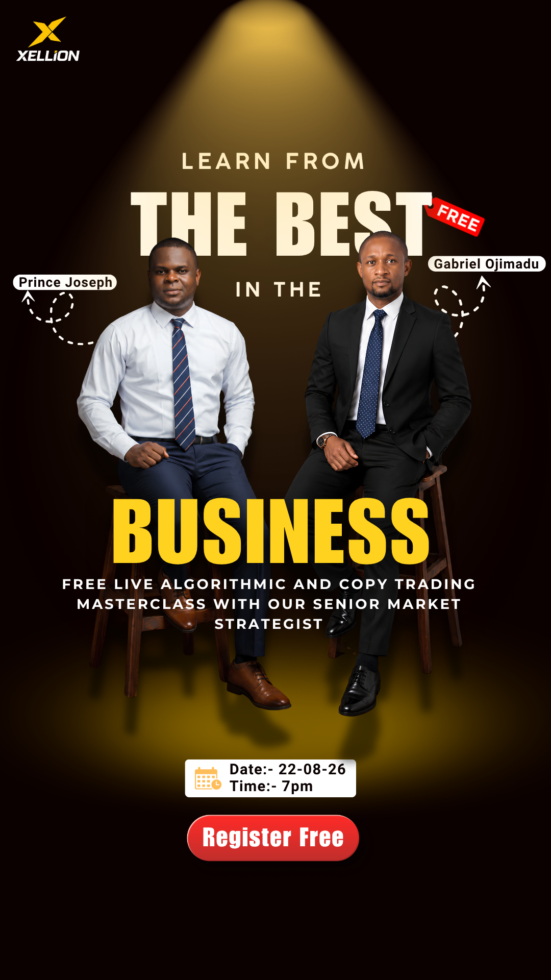Xellion Markets Facebook ad: Free Live Algorithm Trading Seminar