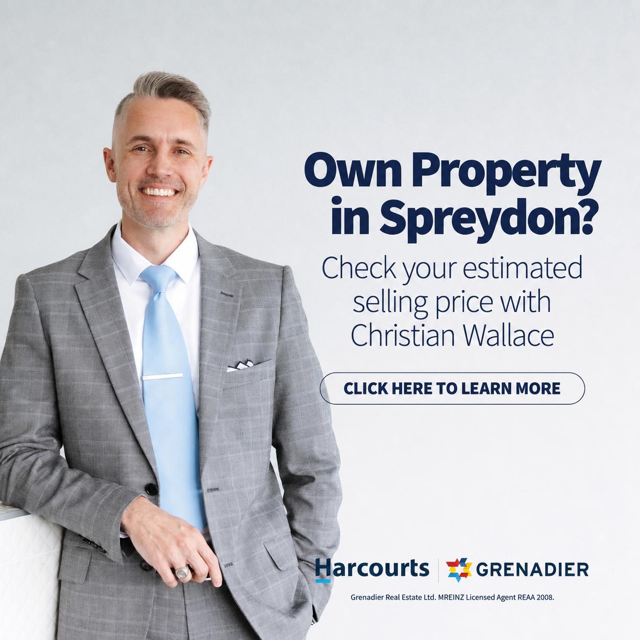 Christian Wallace - Harcourts Real Estate Facebook ad: Spreydon property values are moving, where does yours sit?
