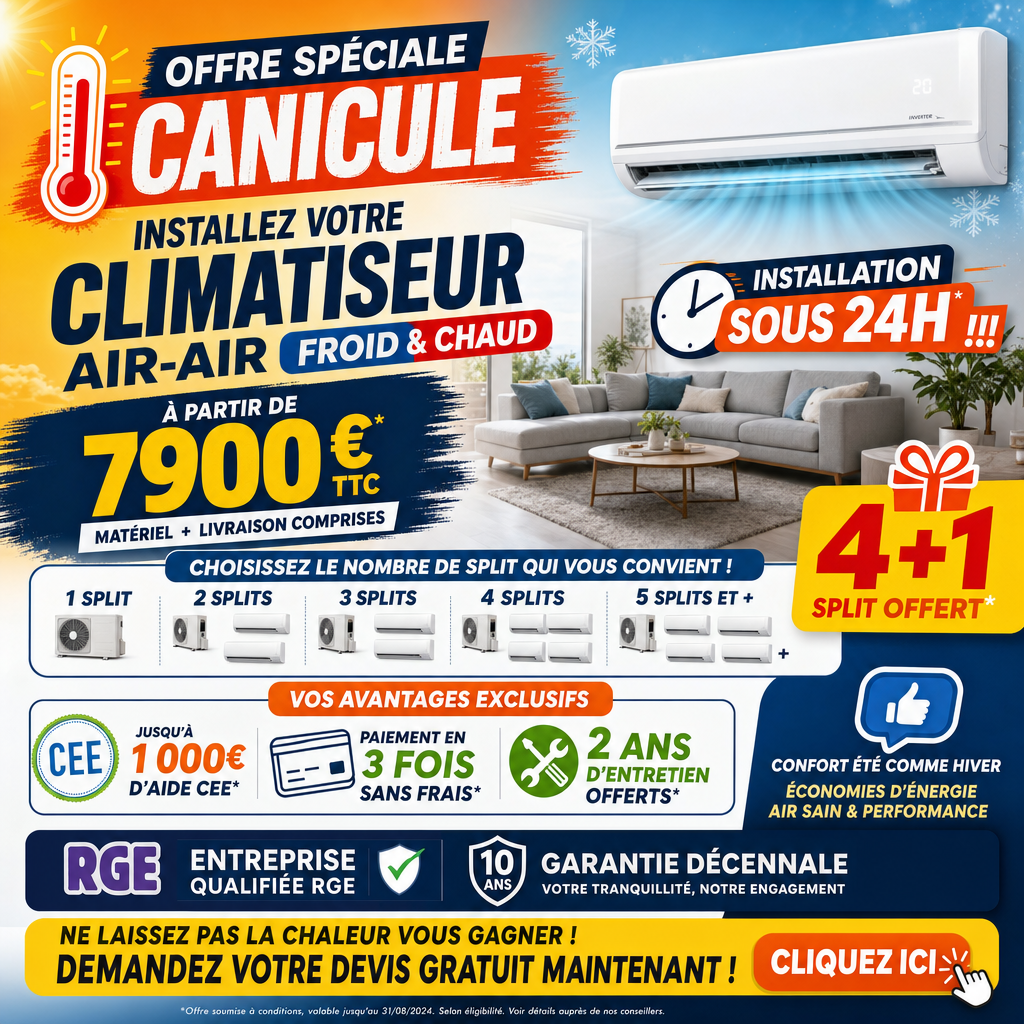 Subventions France Facebook ad: Installation de Clim' sous 24h
