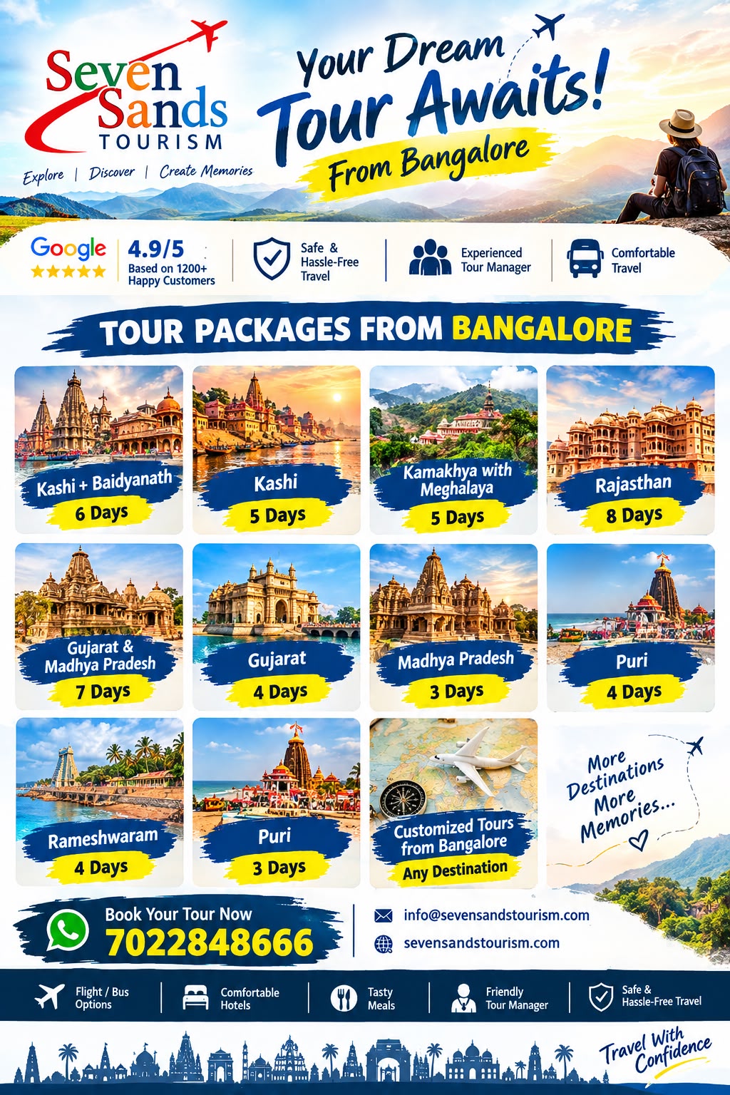 Seven Sands Tourism - Blr Facebook ad: Trusted Pilgrimage Tours from Bangalore