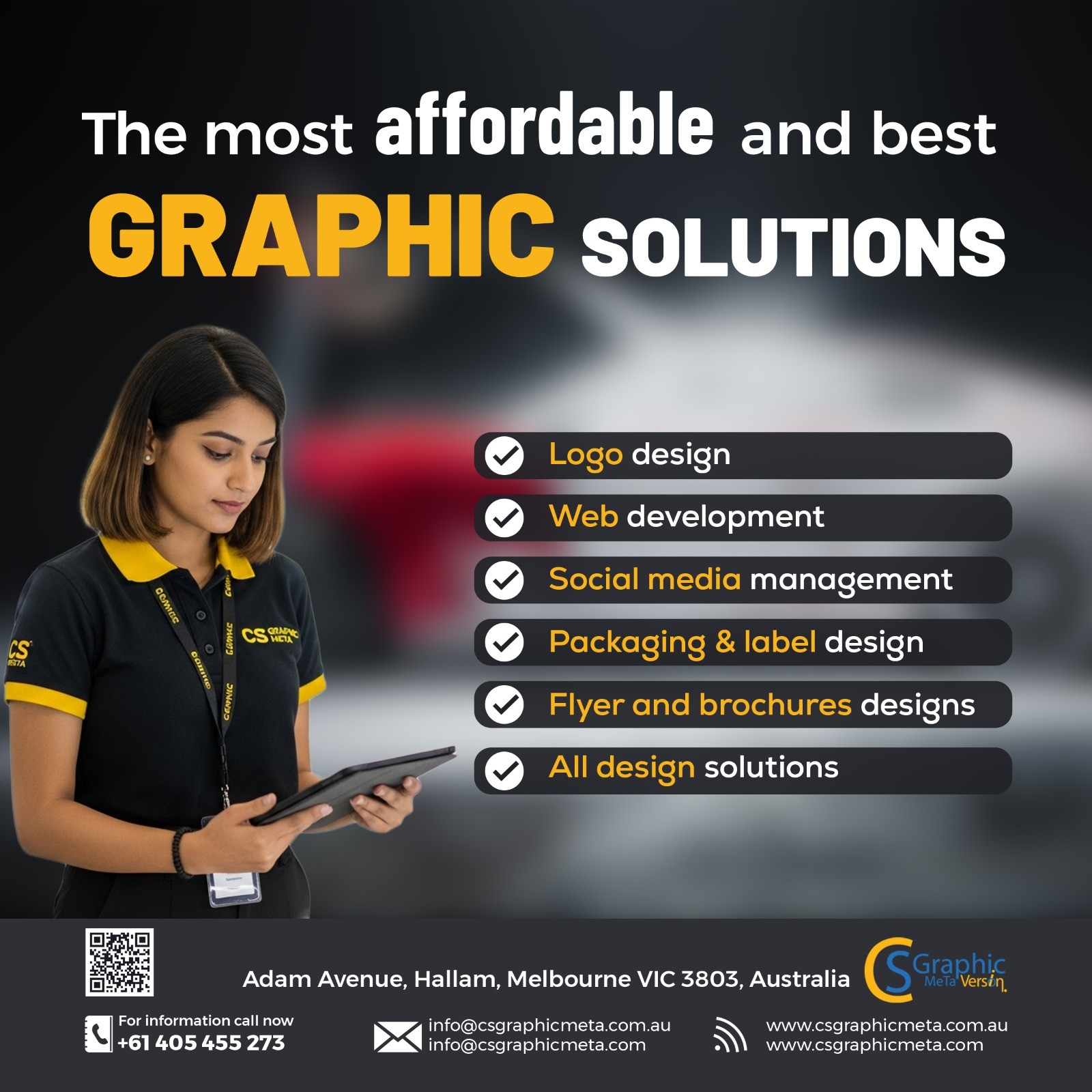 CS Graphic Meta Facebook ad: 𝗔𝗳𝗳𝗼𝗿𝗱𝗮𝗯𝗹𝗲. 𝗖𝗿𝗲𝗮𝘁𝗶𝘃𝗲…