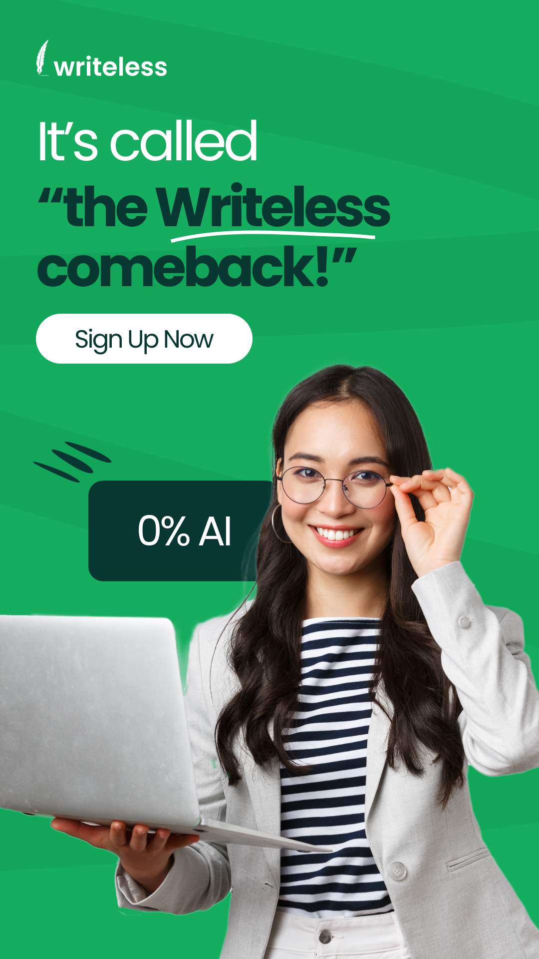 Writeless AI Facebook ad