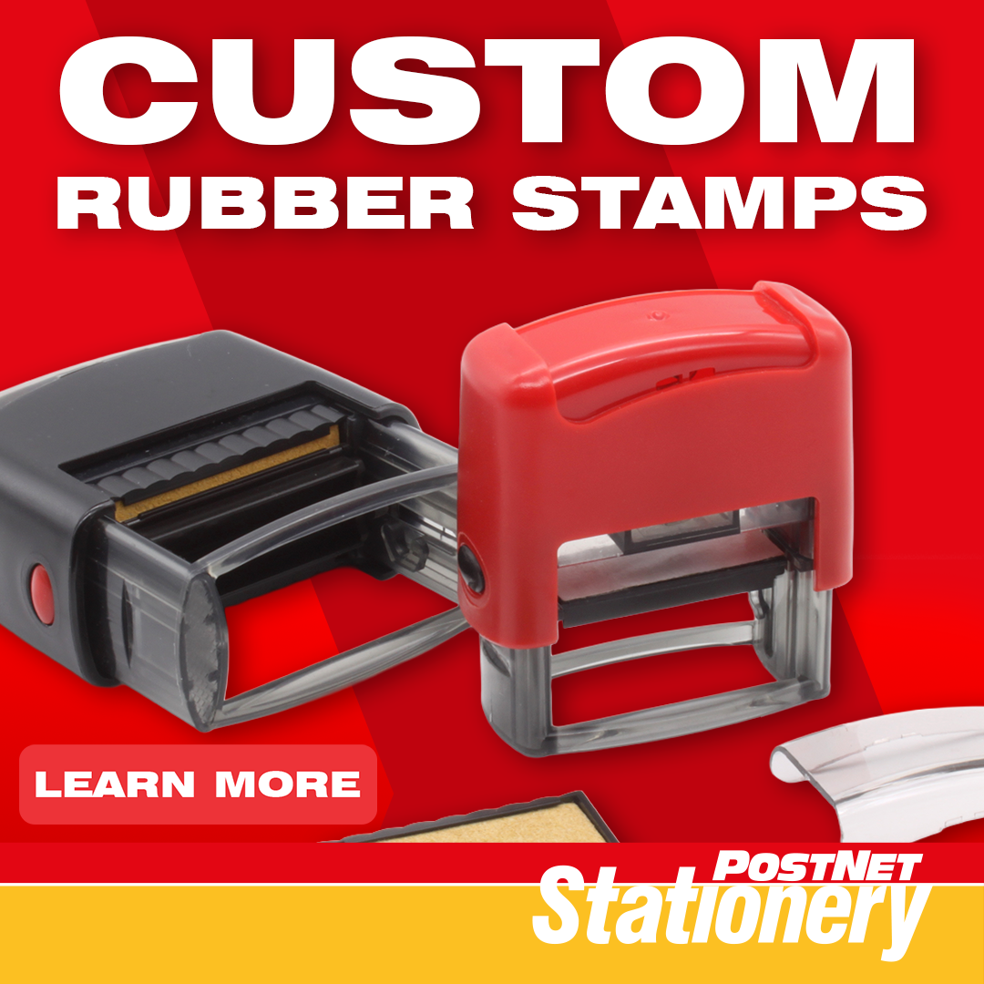 PostNet Southern Africa Facebook ad: Get custom stamps, badges & branded gifts for…