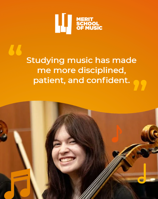 Merit School of Music Facebook ad: Sign Up! Near North Music Classes
