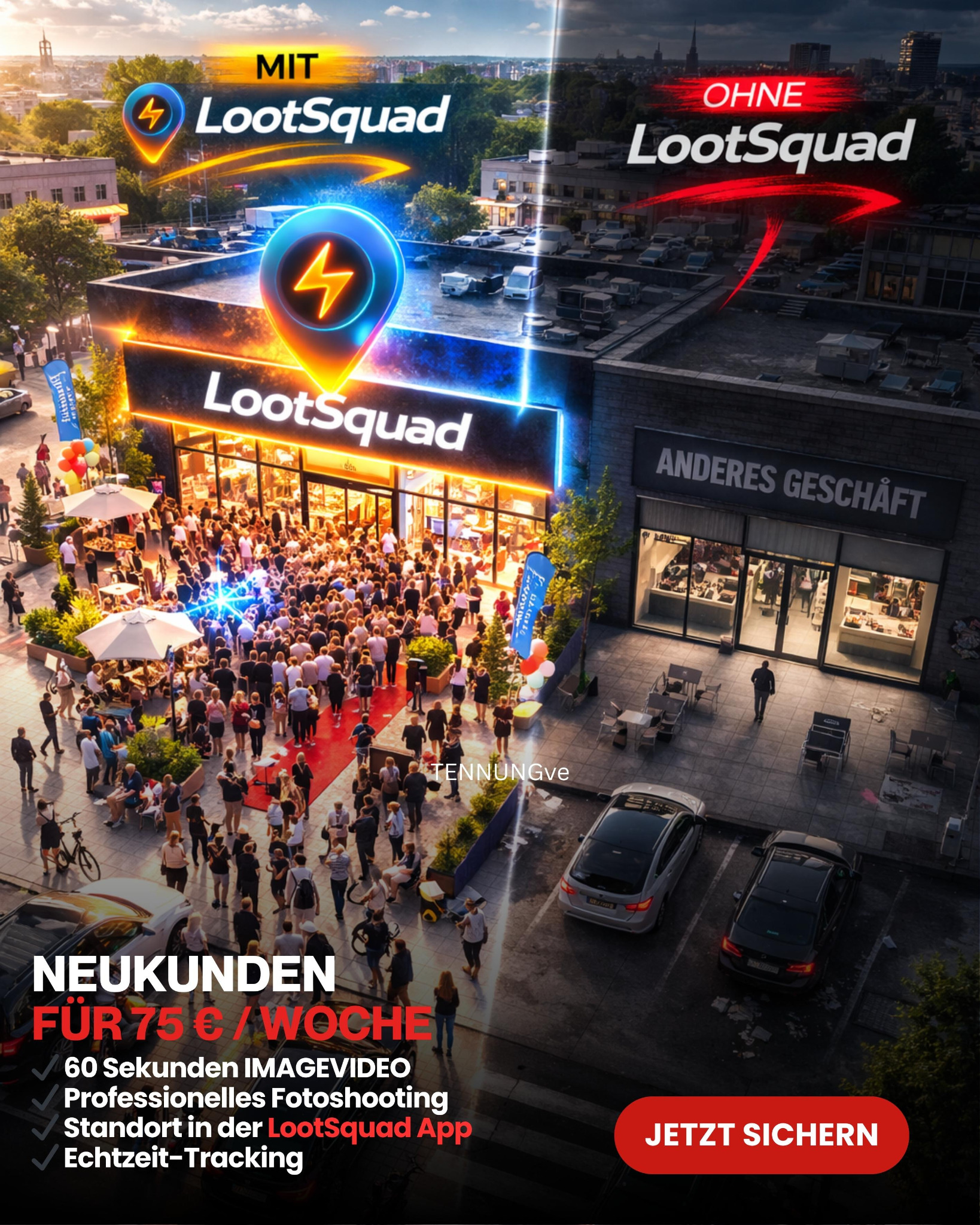 LootSquad App Facebook ad: Kunden gewinnen. Spielerisch.