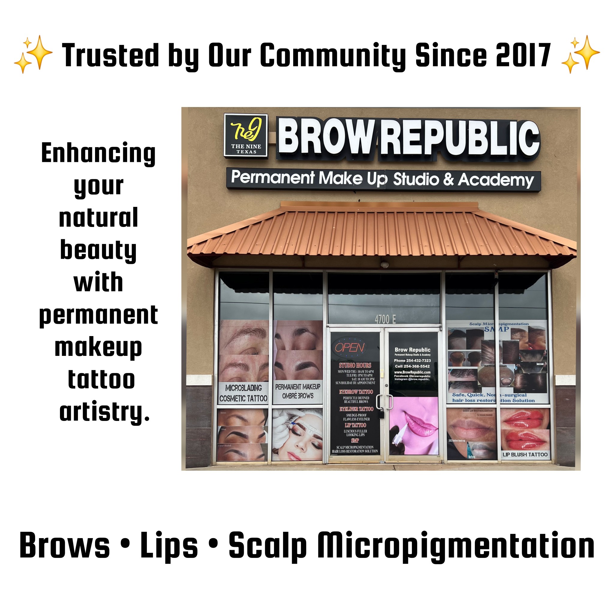 Brow Republic Permanent Makeup microblading killeen Facebook ad: Trusted by Our Community Since 2017