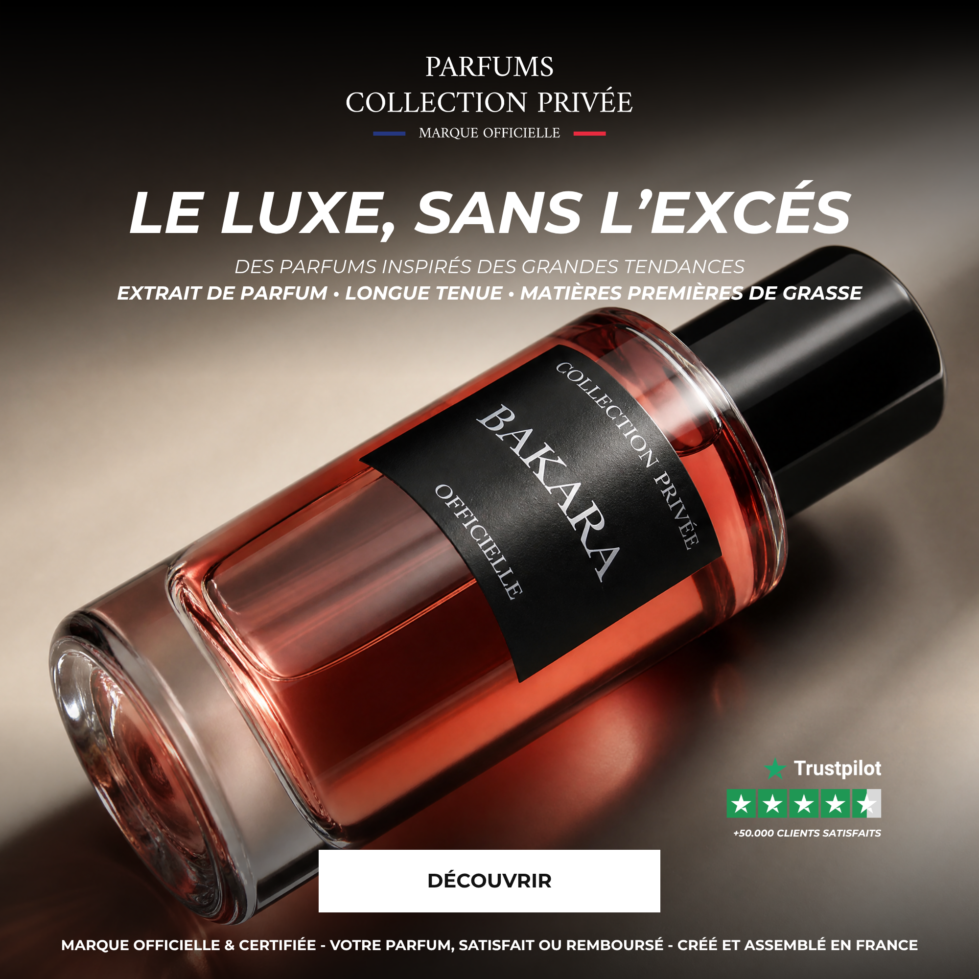Parfums Collection Privée Facebook ad: +50 PARFUMS À DÉCOUVRIR.