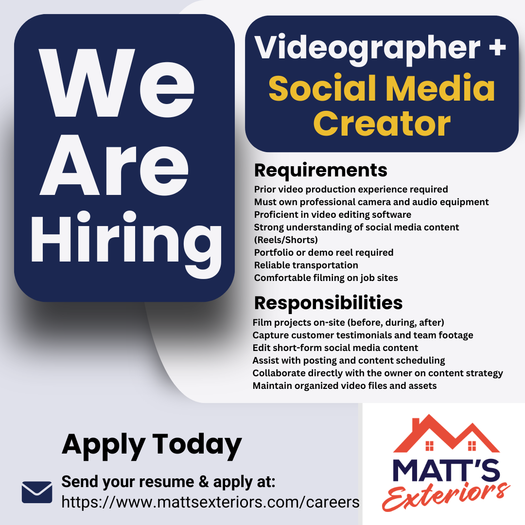 Matt's Exteriors Facebook ad: Join Our Team Today!