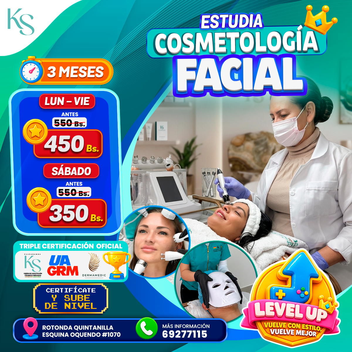KS SRL Centro de Capacitación Técnica de Belleza - CBBA Facebook ad: Aprende Cosmetología Facial.