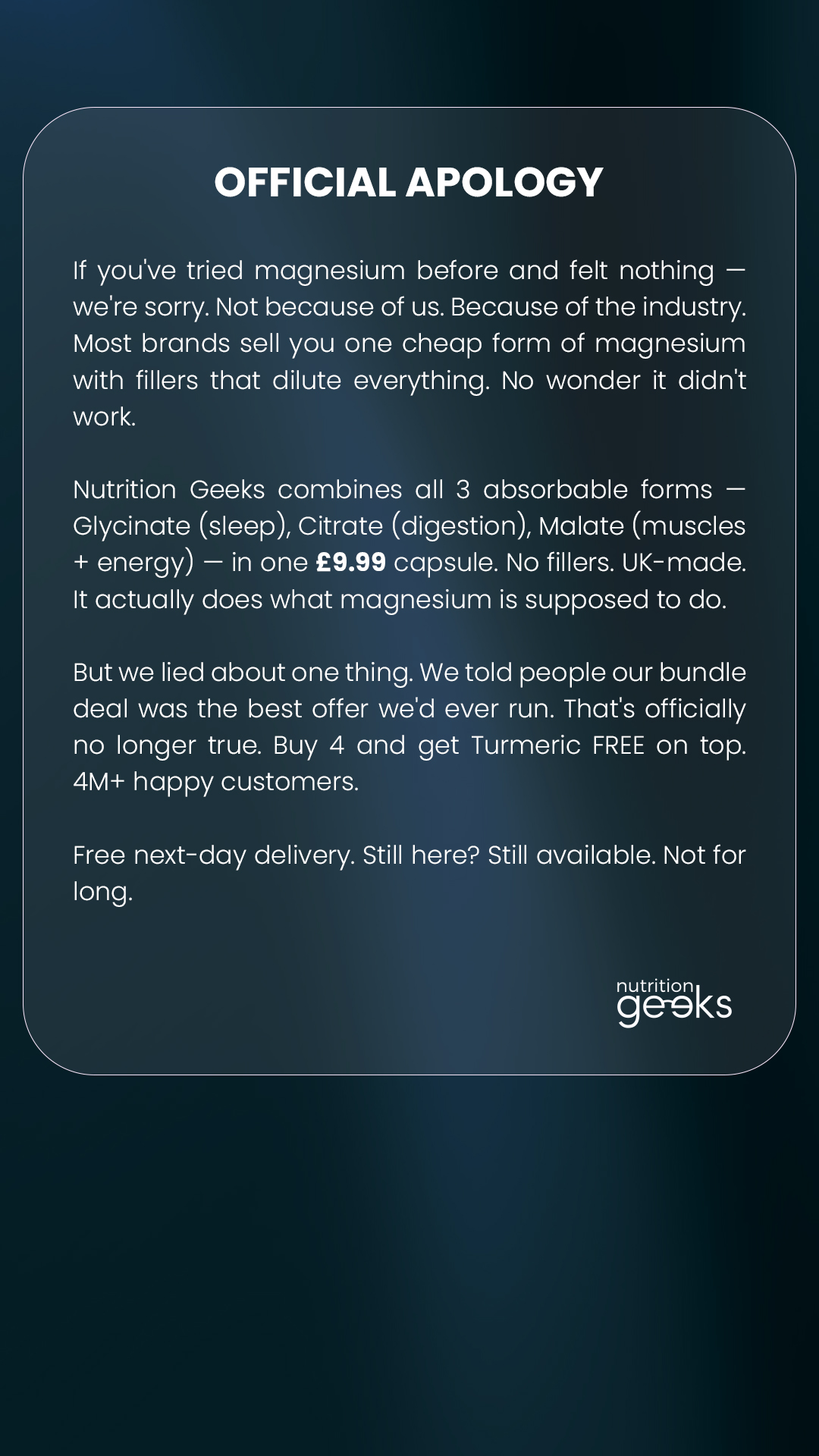Nutrition Geeks Facebook ad