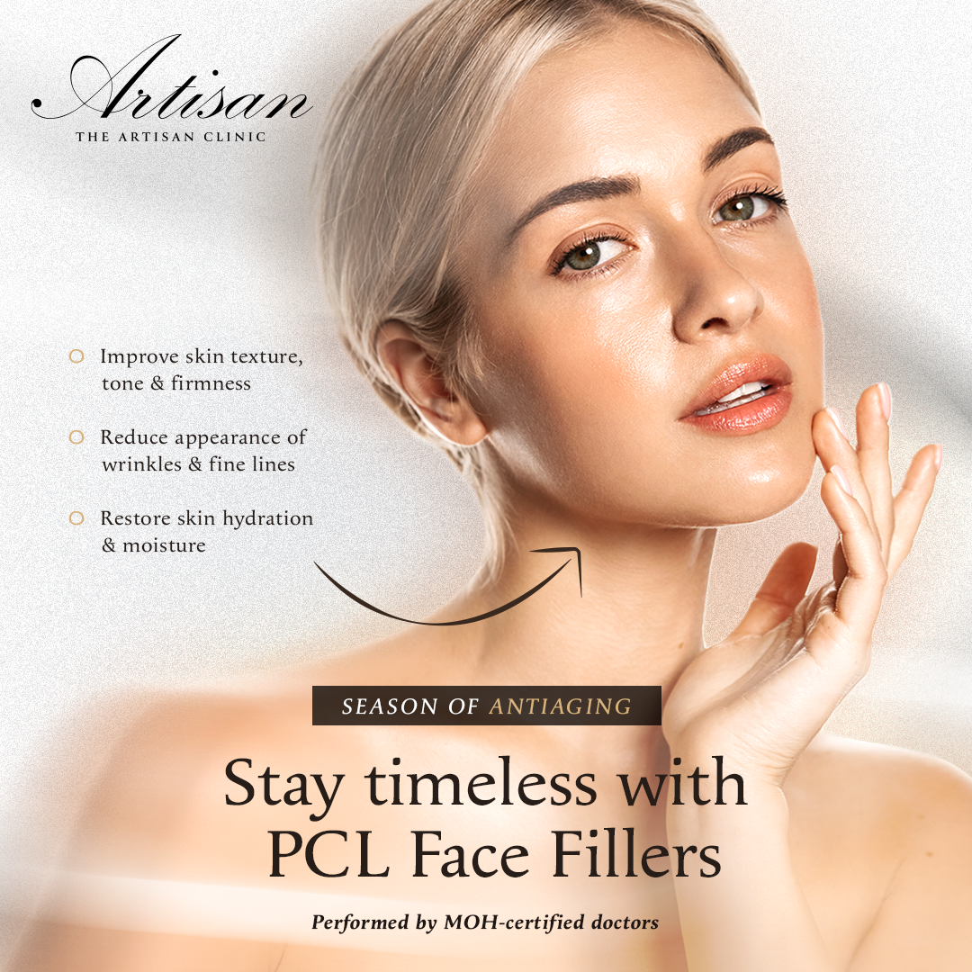 The Artisan Clinic Facebook ad: PCL Face Fillers | Experience The Season of Antiaging