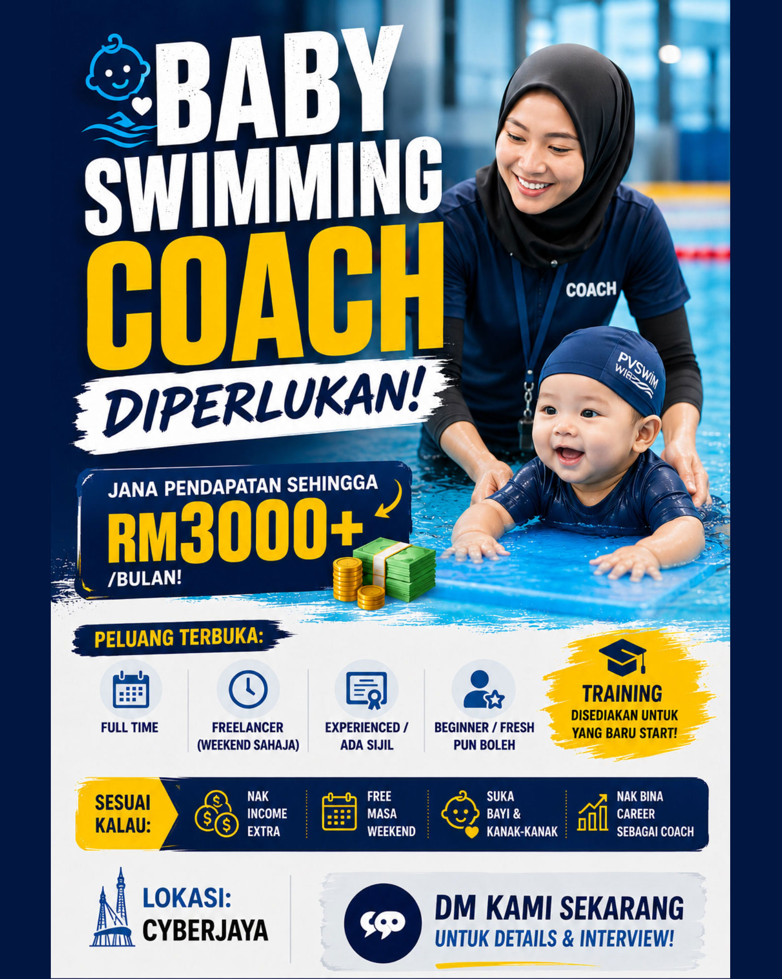 PVSwim School Facebook ad: Jana Extra Income RM3000+/bulan