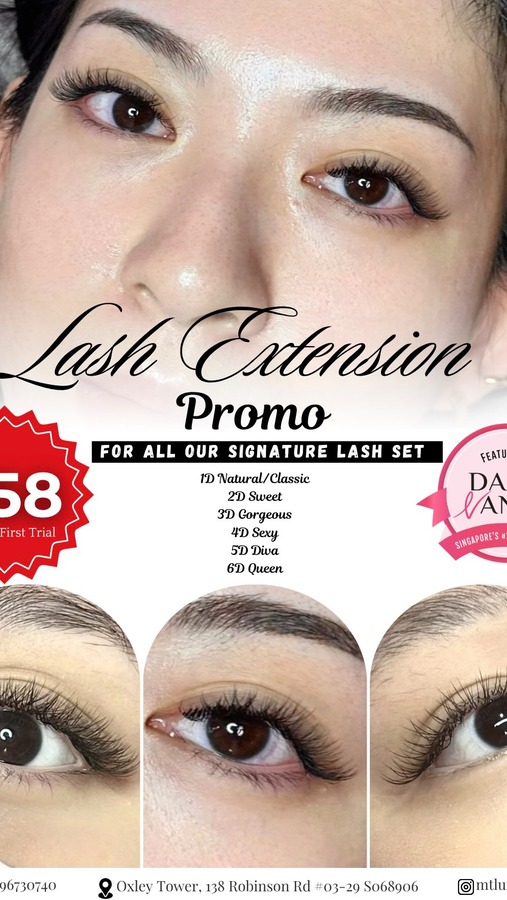 mtluxlash Facebook ad: EYELASH EXTENSIONS PROMO