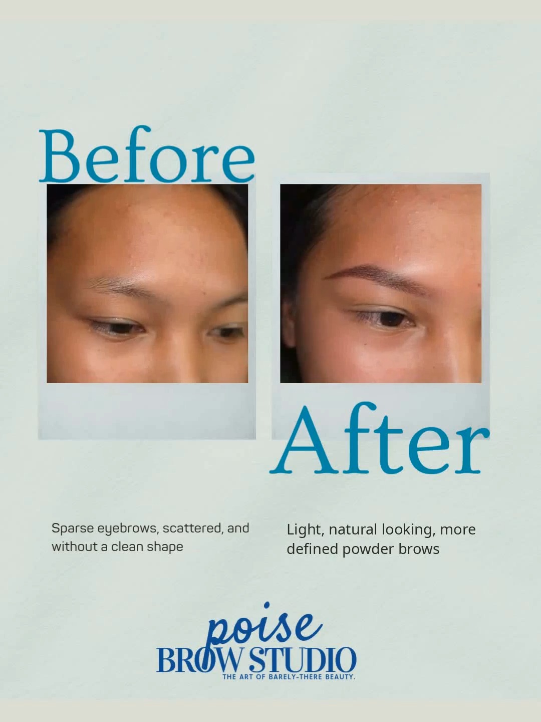 Poise Brow Studio Facebook ad: When your client says she wants powder brows