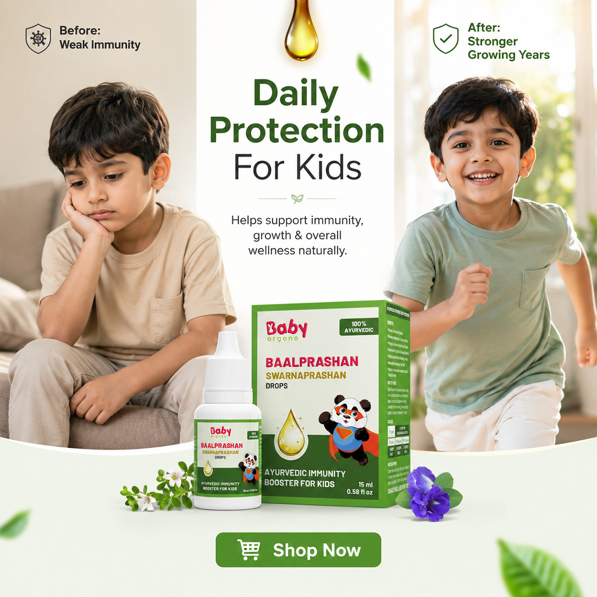 BabyOrgano Authentic Ayurvedic Health & Wellness Products for kids Facebook ad