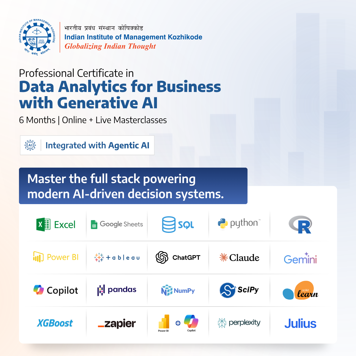 IIM Kozhikode Data Analytics for Business with Generative AI Facebook ad: Data Analytics for Business