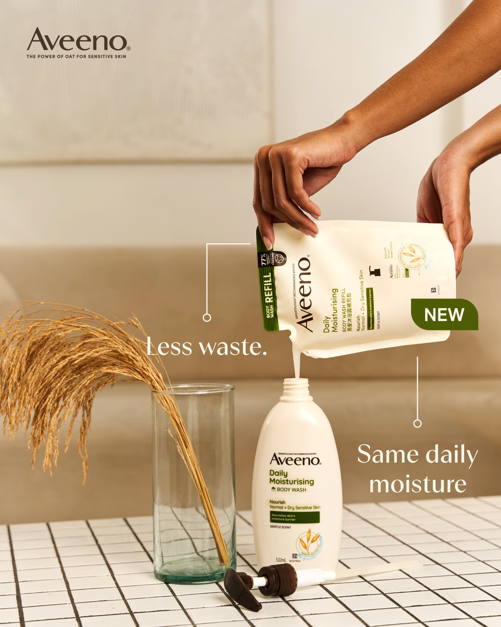 Aveeno Facebook ad: NEW Aveeno Daily Moisturizing Body Wash Refills