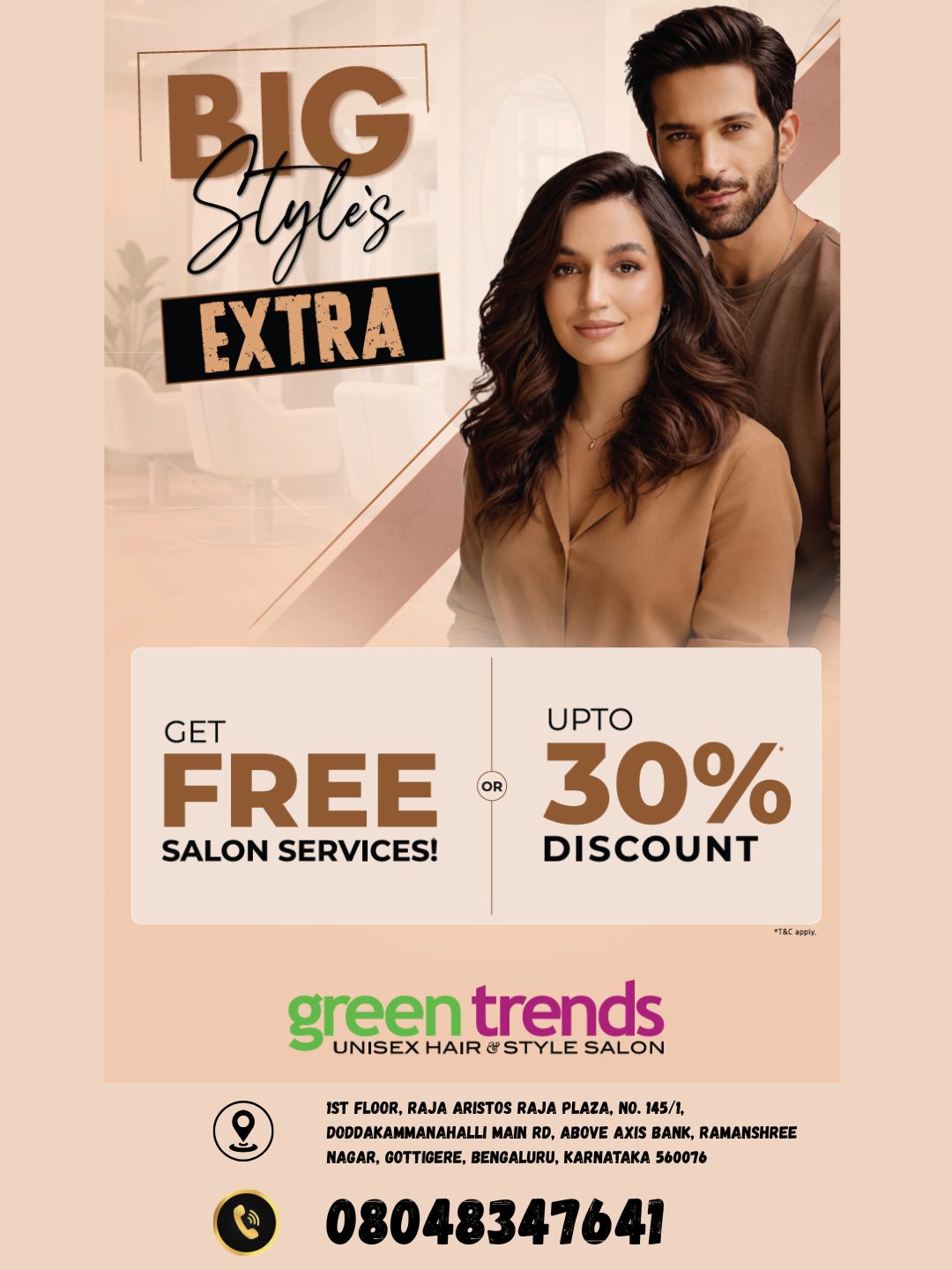 green trends - Unisex Hair & Style Salon - Gottigere Facebook ad